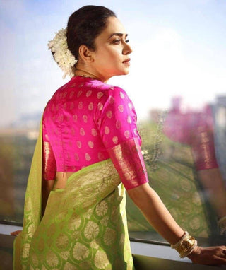 Classic Parrot Soft Silk Saree With Exquisite Blouse Piece KP