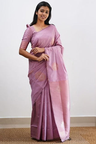 Snappy Baby Pink Soft Silk Saree With Stunning  Blouse Piece KP