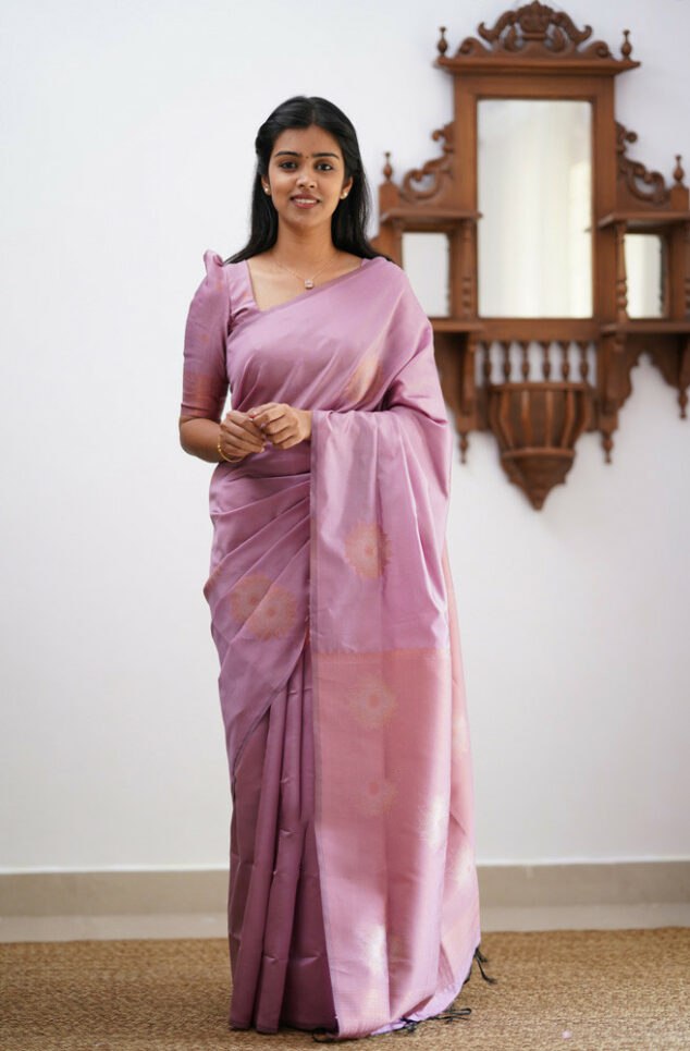 Snappy Baby Pink Soft Silk Saree With Stunning  Blouse Piece KP