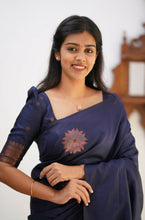 Load image into Gallery viewer, Amazing Navy Blue Soft Silk Saree With Energetic Blouse Piece KP