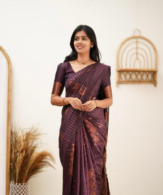 Energetic Purple Soft Silk Saree With Sensational Blouse Piece KP