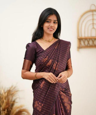 Energetic Purple Soft Silk Saree With Sensational Blouse Piece KP