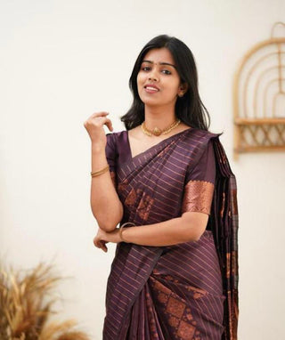 Energetic Purple Soft Silk Saree With Sensational Blouse Piece KP