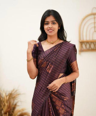 Energetic Purple Soft Silk Saree With Sensational Blouse Piece KP