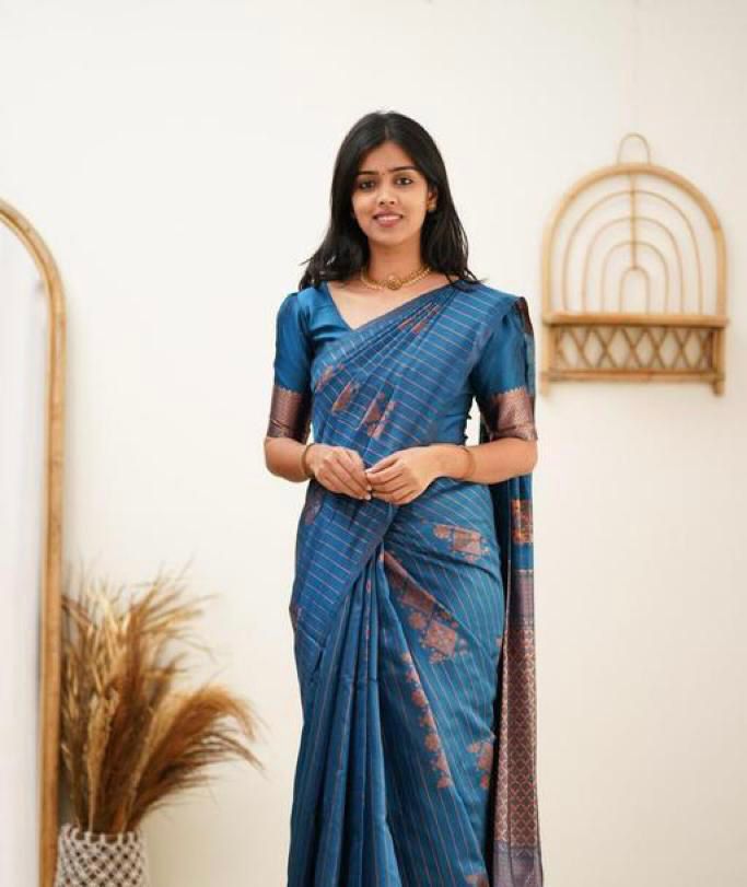 Mesmerising Rama Soft Silk Saree With Wonderful Blouse Piece KP Main image