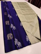 Load image into Gallery viewer, Bewitching Blue Soft Silk Saree With Gleaming Blouse Piece KP