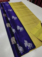 Load image into Gallery viewer, Ailurophile Blue Soft Silk Saree With Flaunt Blouse Piece KP