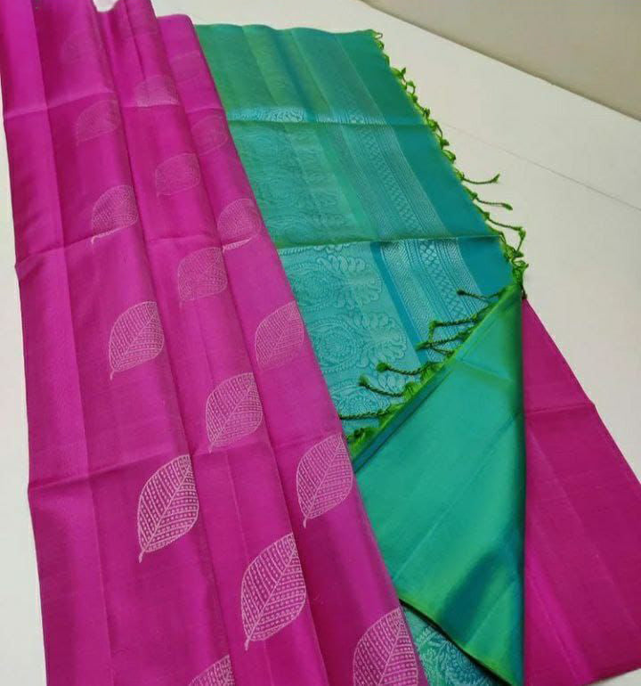 Lassitude Dark Pink Soft Silk Saree With Flamboyant Blouse Piece KP Main image