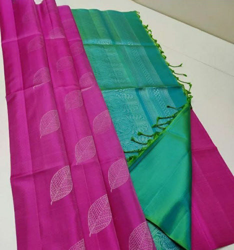 Lassitude Dark Pink Soft Silk Saree With Flamboyant Blouse Piece KP