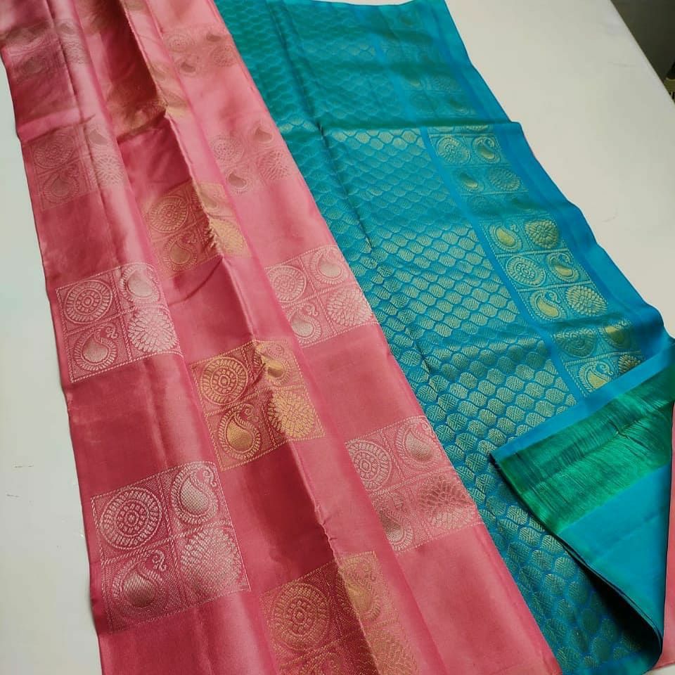 Imaginative Baby Pink Soft Silk Saree With Pleasurable Blouse Piece KP Main image