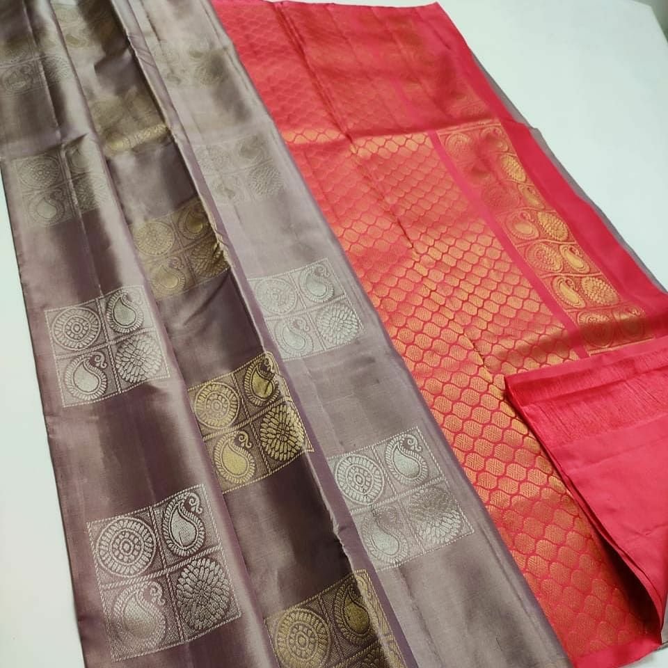 Tempting Grey Soft Silk Saree With Demesne Blouse Piece KP