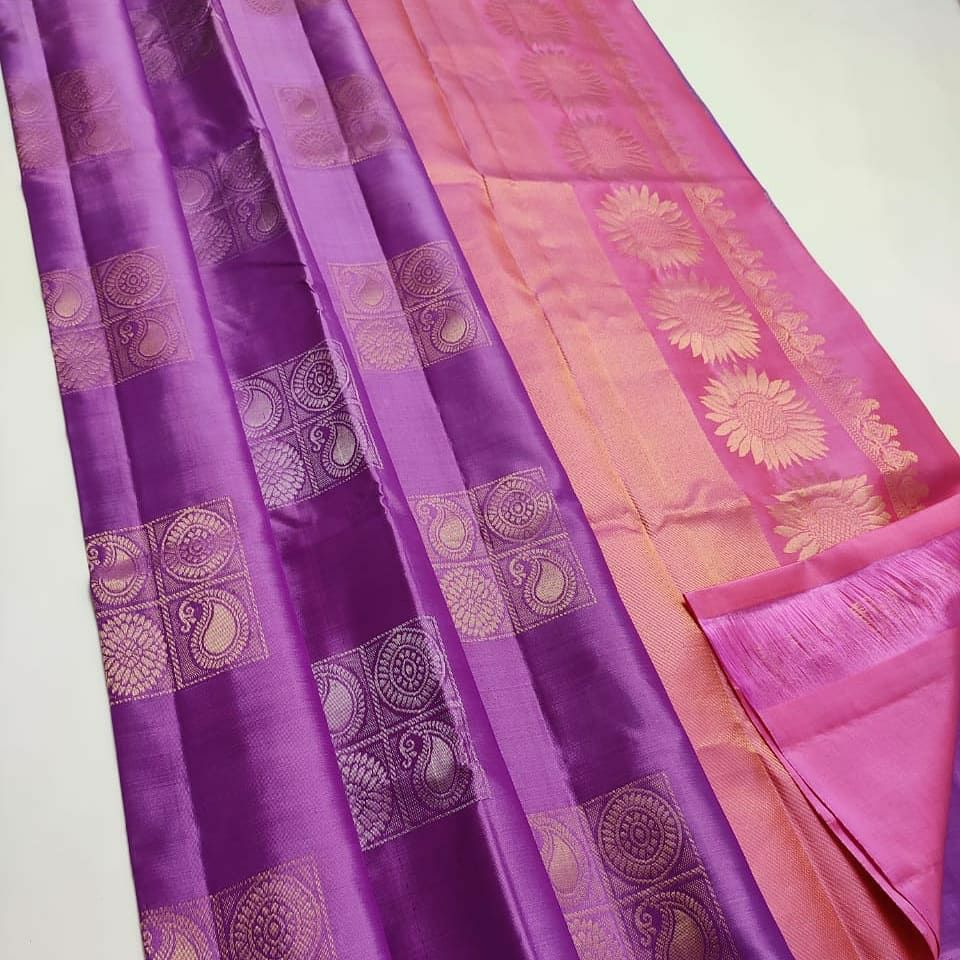 Unequalled Purple Soft Silk Saree With Demanding Blouse Piece KP