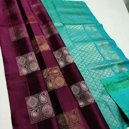 Pleasurable Wine Soft Silk Saree With Attractive Blouse Piece KP