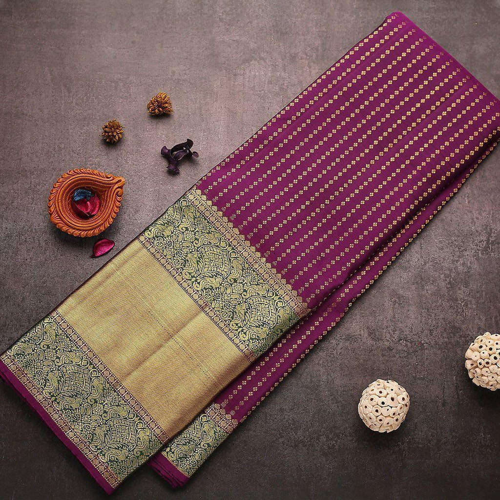 Refreshing Purple Soft Banarasi Silk Saree With Dazzling Blouse Piece KP