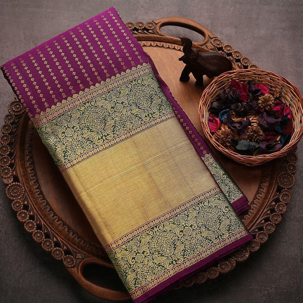 Refreshing Purple Soft Banarasi Silk Saree With Dazzling Blouse Piece KP