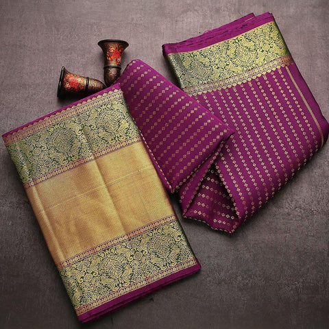 Refreshing Purple Soft Banarasi Silk Saree With Dazzling Blouse Piece KP Main image