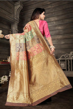 Load image into Gallery viewer, Nemesis Beige Soft Banarasi Silk Saree With Fancifull Blouse Piece KPR