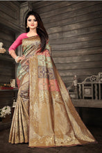 Load image into Gallery viewer, Nemesis Beige Soft Banarasi Silk Saree With Fancifull Blouse Piece KPR