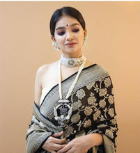 Load image into Gallery viewer, Murmurous Black Soft Banarasi Silk Saree With Opulent Blouse Piece KPR