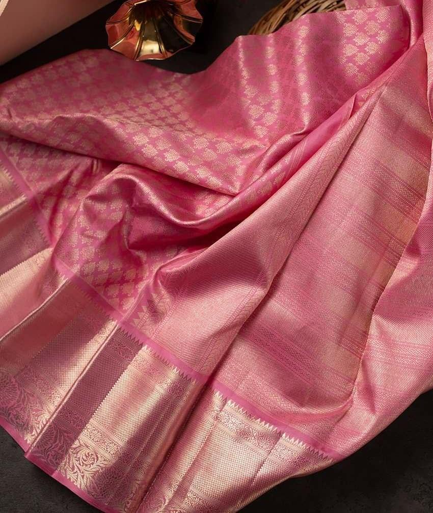 Snappy Pink Soft Silk Saree With Unique Pink Blouse Piece KPR