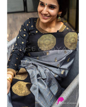 Load image into Gallery viewer, Stunning Grey Soft Banarasi Silk Saree With Intricate Blouse Piece KPR