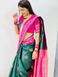Load image into Gallery viewer, Dazzling Green Soft Banarasi Silk Saree With Ethnic Blouse Piece KPR