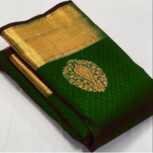 Load image into Gallery viewer, Ideal Dark Green Soft Banarasi Silk Saree With Lissome Blouse Piece KPR