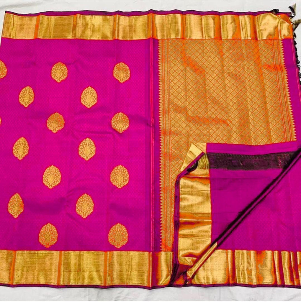 Stunning Dark Pink Soft Banarasi Silk Saree With Lissome Blouse Piece KPR