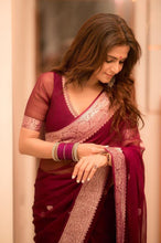 Load image into Gallery viewer, Arresting Wine Soft Silk Saree With Tempting Blouse Piece KPR