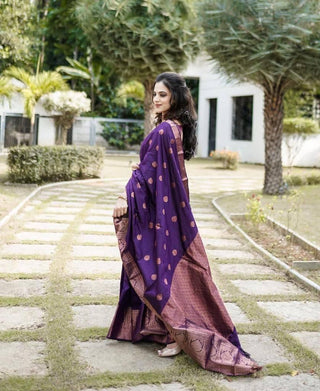 Amiable Purple Soft Silk Saree With Divine Blouse Piece KPR