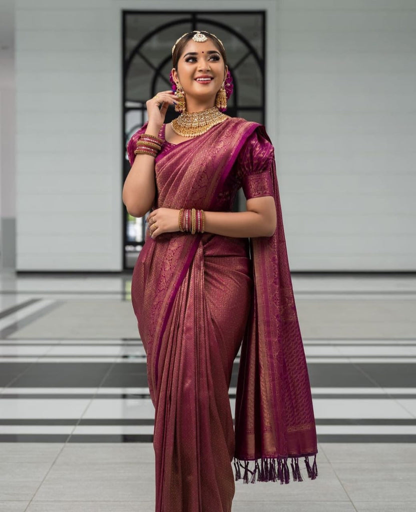 Fairytale Purple Soft Silk Saree with Energetic Blouse Piece KPR