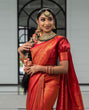 Load image into Gallery viewer, Traditional Red Soft Silk Saree with Energetic Blouse Piece KPR