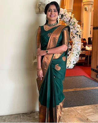 Seraglio Green Soft Silk Saree With Gorgeous Blouse Piece KPR