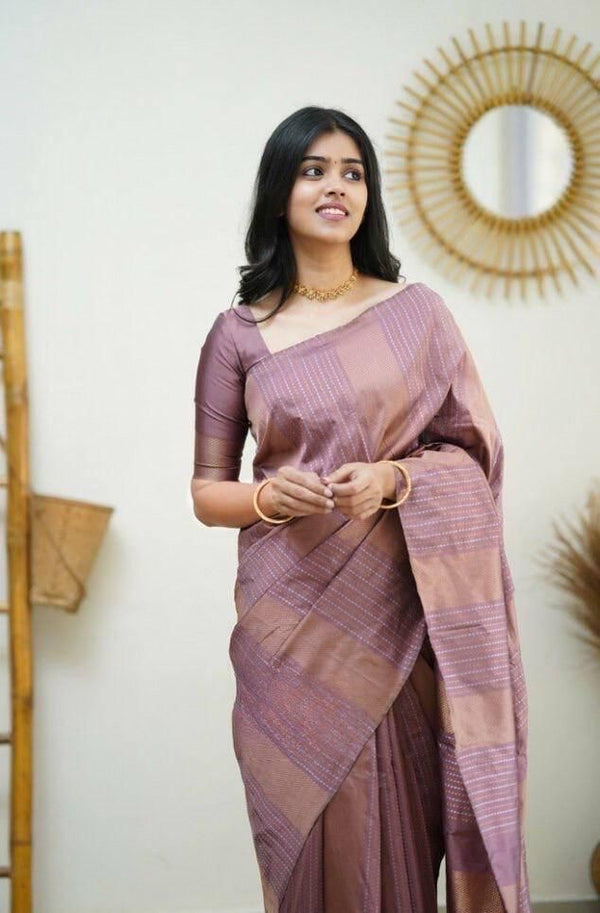 Hypnotic Baby Pink Soft Silk Saree With Vestigial Blouse Piece KPR