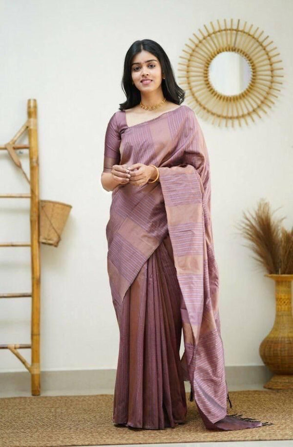 Hypnotic Baby Pink Soft Silk Saree With Vestigial Blouse Piece KPR
