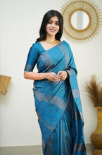 Load image into Gallery viewer, Mesmeric Firozi Soft Silk Saree With Enchanting Blouse Piece KPR