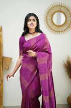 Load image into Gallery viewer, Fairytale Magenta Soft Silk Saree With Supernal Blouse Piece KPR