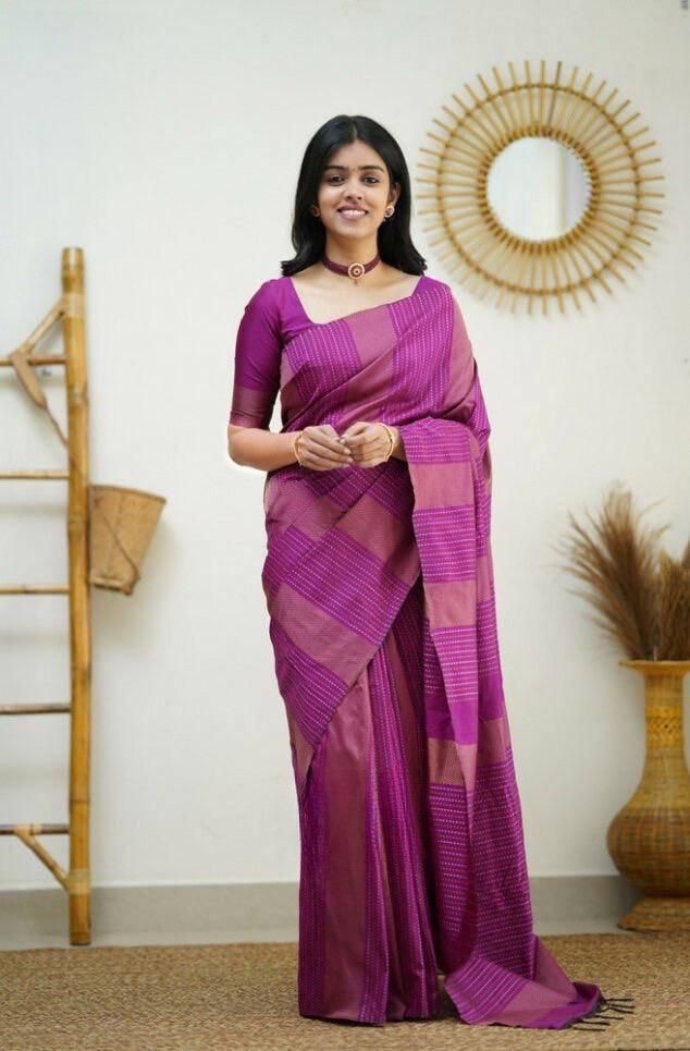 Fairytale Magenta Soft Silk Saree With Supernal Blouse Piece KPR Main image