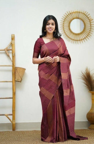 Traditional Maroon Soft Silk Saree With Luxuriant Blouse Piece KPR