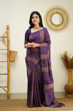 Load image into Gallery viewer, Evocative Purple Soft Silk Saree With Moiety Blouse Piece KPR