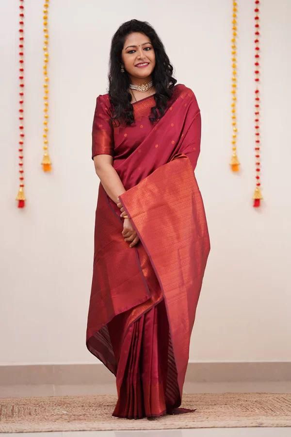 Proficient Red Soft Silk Saree With Engaging Blouse Piece KPR