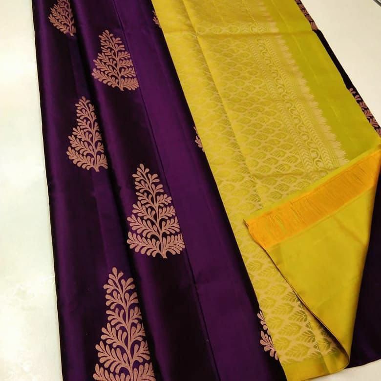 Majesty Dark Purple Soft Silk Saree With Impressive Blouse Piece KPR Main image