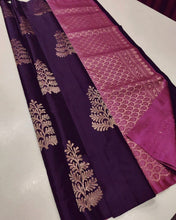 Load image into Gallery viewer, Prominent Wine Soft Silk Saree With Blooming Blouse Piece KPR