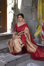 Load image into Gallery viewer, Chatoyant Beige Soft Silk Saree With Dalliance Blouse Piece KPR