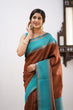 Load image into Gallery viewer, Ravishing Brown Soft Silk Saree With Opulent Blouse Piece KPR
