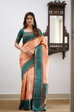 Load image into Gallery viewer, Effervescent Peach Soft Silk Saree With Delightful Blouse Piece KPR