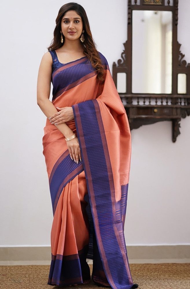 Evocative Pink Soft Silk Saree With Most Gossamer Blouse Piece KPR Main image