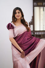 Load image into Gallery viewer, Murmurous Wine Soft Silk Saree With Stunner Blouse Piece KPR