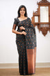 Load image into Gallery viewer, Capricious Black Soft Silk Saree With Skinny Blouse Piece KPR