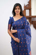 Load image into Gallery viewer, Dazzling Blue Soft Silk Saree With Unique Blouse Piece KPR